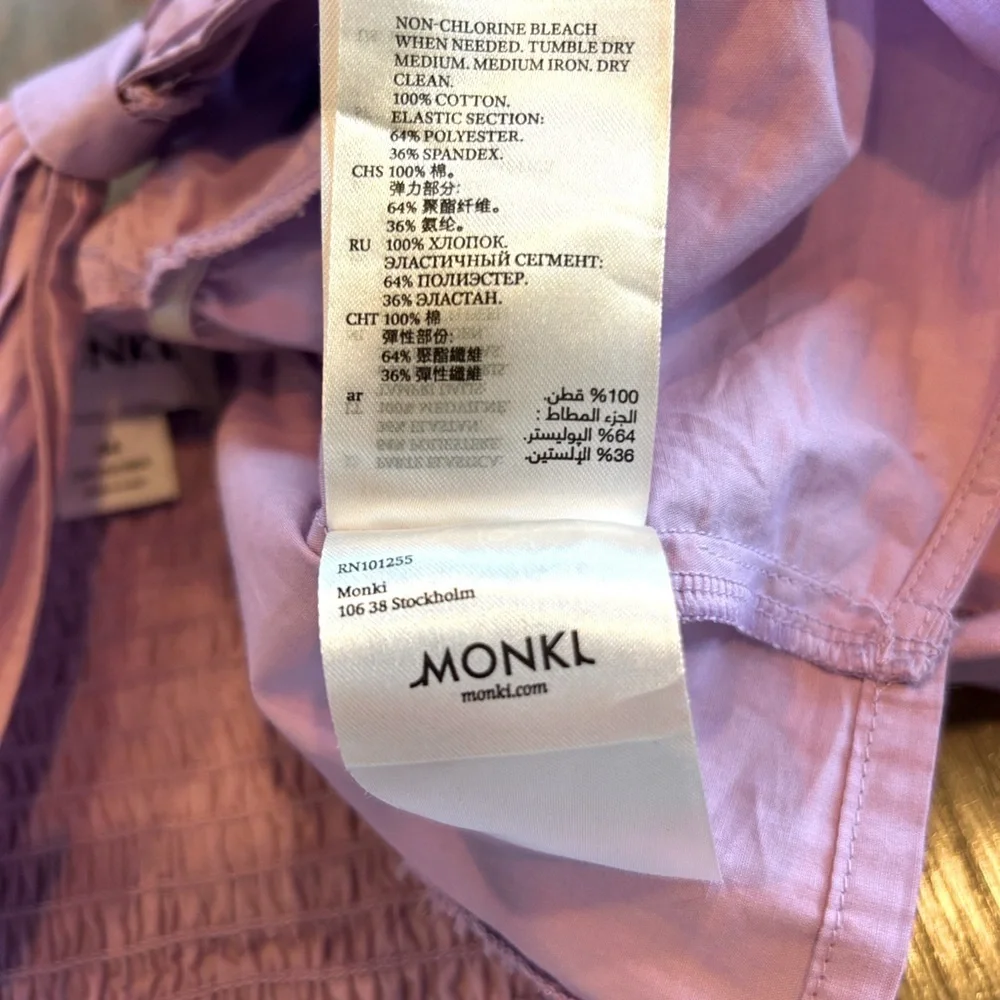 MONKI ASOS Purple Puff Sleeve Crop Top Sz 44 Festival Renaissance Coquette Girly